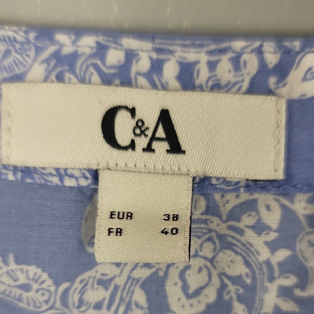 C&A Blue Paisley Print Boxy Buttoned Blouse - Picture 2 of 7